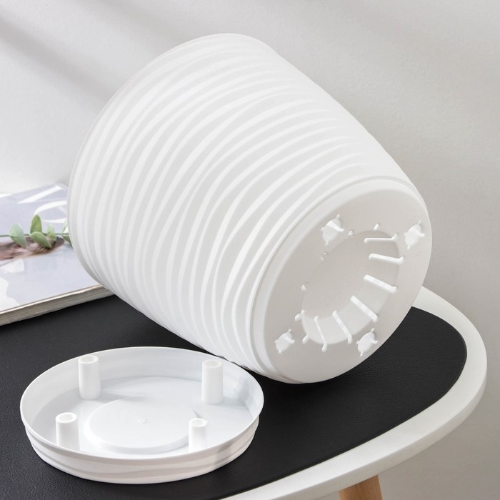 Горшок с поддоном &laquo;Дюна&raquo;, 5,5 л, цвет белый