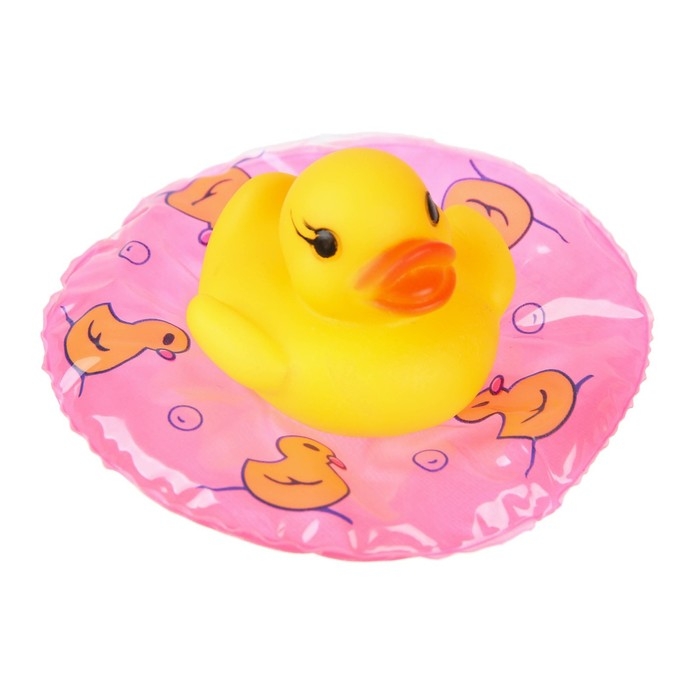 Набор резиновых игрушек для ванны &laquo;Утята с кругом&raquo;, 8 см, с пищалкой, 4 шт., цвет МИКС, Крошка Я