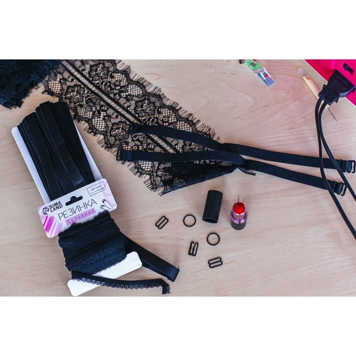 Резинка для бретелей, блестящая, 15 мм, 10 &plusmn; 0,5 м, цвет чёрный