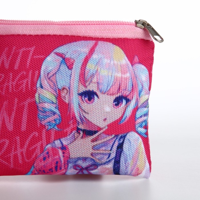 Кошелек детский текстильный "Аниме", 11х9х0,5 см, цвет розовый