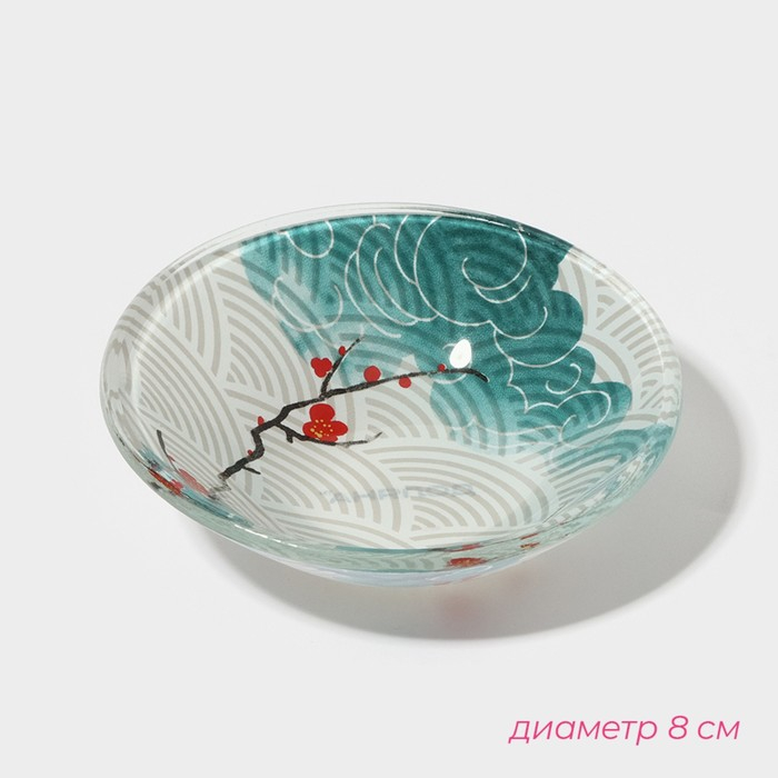 Набор для суши из стекла Доляна &laquo;Абстракция&raquo;, 3 предмета: соусники 8&times;2 см, 8&times;6 см, подставка 25&times;15&times;2 см