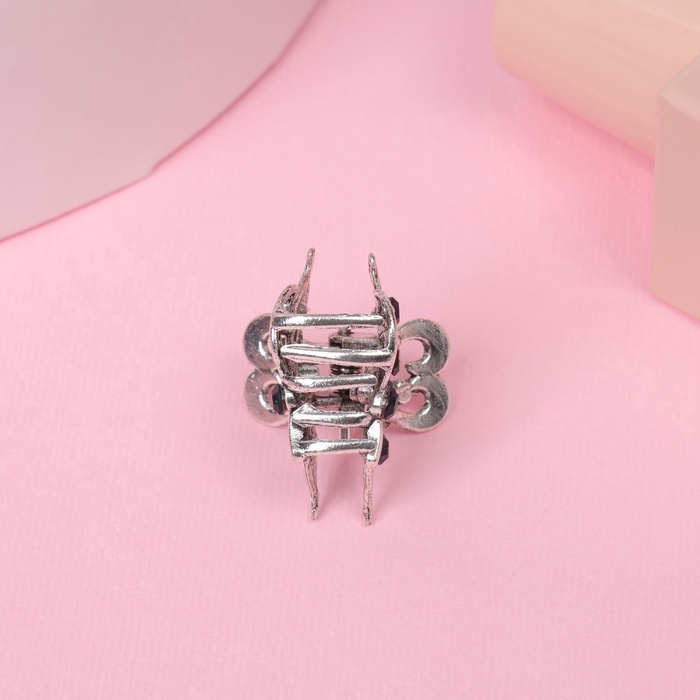 Краб для волос "Синий туман" крыло бабочки, 2,5 см, серебро