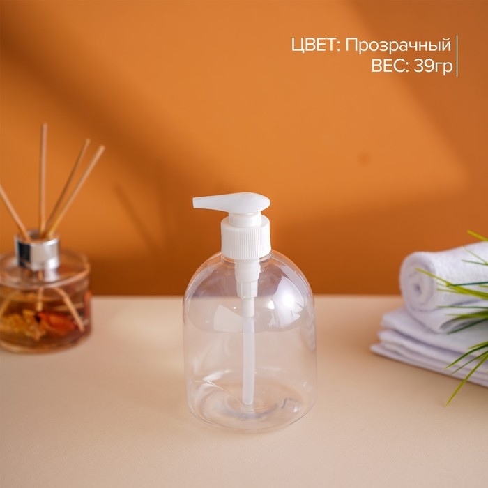 Дозатор для жидкого мыла Доляна, 500 мл, 8,5&times;17 см, цвет прозрачный