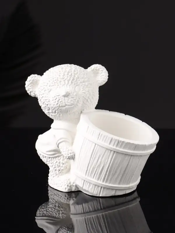 Кашпо "Медведь с горшочком" 9х10х6 см, натуральный