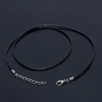 Шнурок каучуковый, неполый, 50 см, d=2 мм, цвет чёрный в серебре