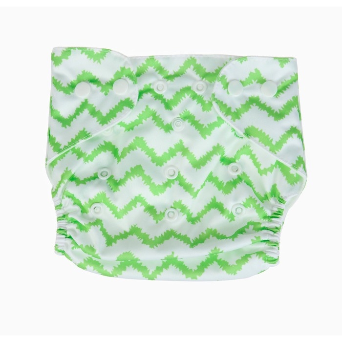 Многоразовый подгузник &laquo;Зигзаги&raquo;, 3-15 кг, цвет зеленый, Крошка Я