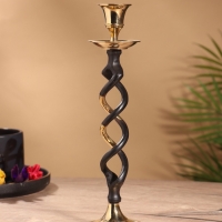 Подсвечник на 1 свечу "Золотое сечение" латунь, черный с золотом 7х7х24,5 см