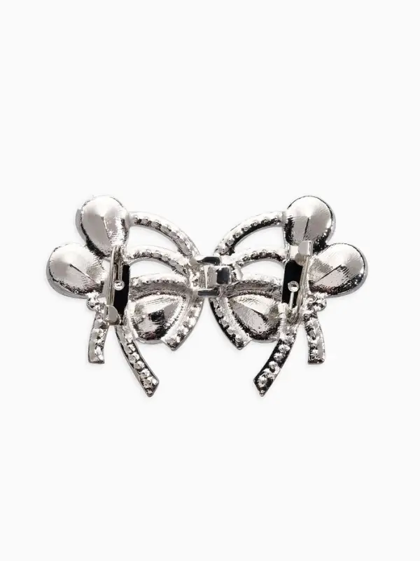 Зажим для кардигана "Ажур", капельки, цвет белый в серебре