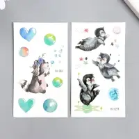 Переводная тату на тело цветная светящаяся &laquo;Енотик. Пингвины&raquo;, 6&times;10.5 см, МИКС