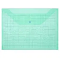 Папка-конверт на кнопке, А4, 120 мкм, Calligrata "Клетка", прозрачный, зелёный
