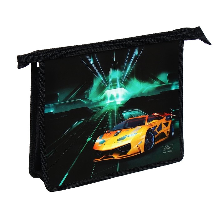 Папка для тетрадей А5, 230 х 190 х 50 мм, молния сверху, пластиковая, Calligrata "Тачка"