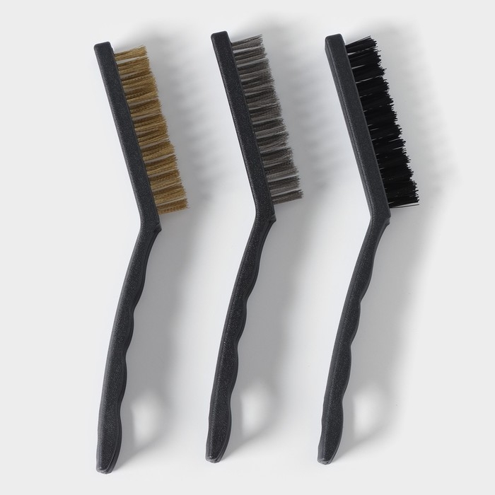 Набор щёток универсальных Доляна, 3 шт, 21&times;2&times;2,5 см, рабочая часть 8,5&times;1,5&times;1,5 см, цвет чёрный