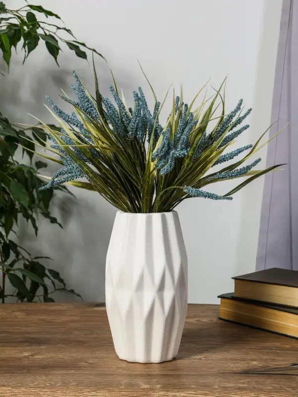 Ваза керамика настольная "Абиджил" геометрия, h=20х11, d=7,5 см, белый