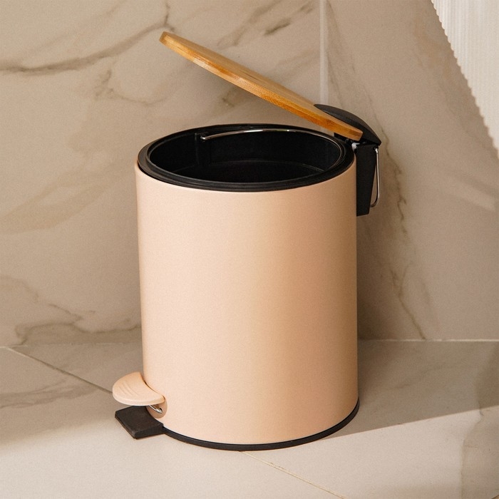 Ведро для мусора SL Home, 5 л, 20,5&times;24&times;26 см, цвет бежевый