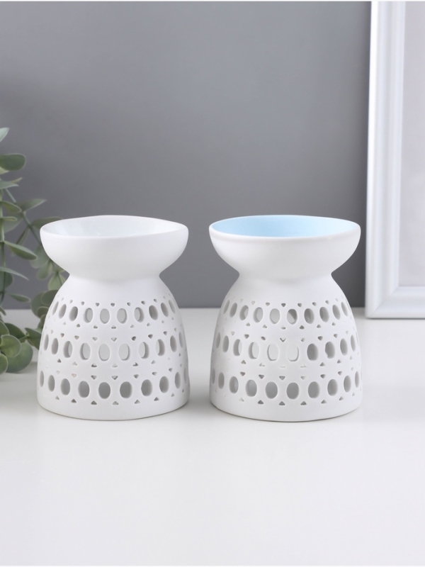 Аромалампа керамика "Греческий узор" белый МИКС 8х8х9,3 см