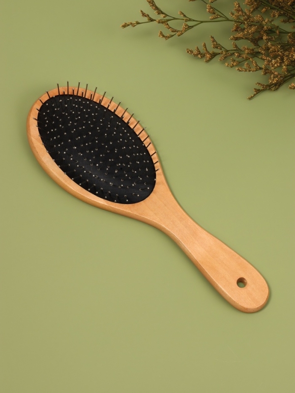 Расчёска массажная &laquo;Натурель&raquo;, 8,2 &times; 23,3 см, цвет &laquo;светлое дерево&raquo;/чёрный