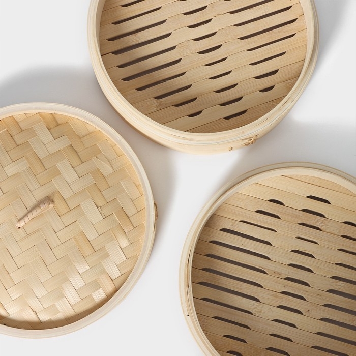 Пароварка Доляна &laquo;Восточная кухня&raquo;, 2 этажа, d=24 см, бамбук