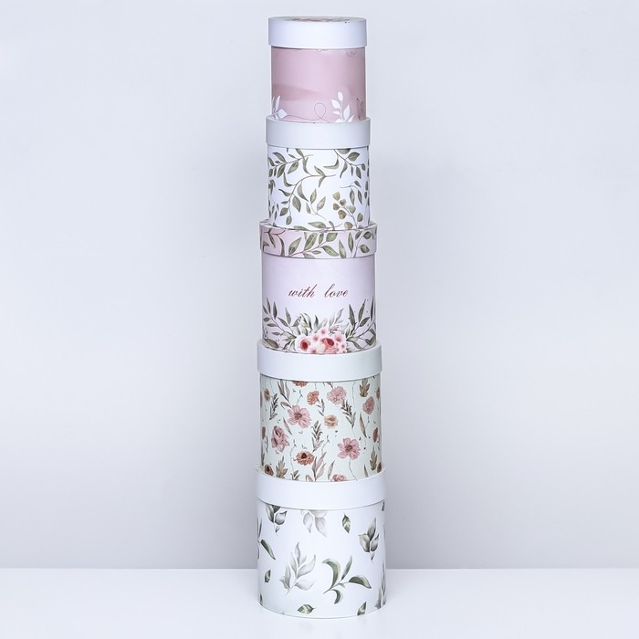 Набор круглых коробок 5 в 1 "Успокоение " , 19.5 х 19.5 - 14 х 14 см