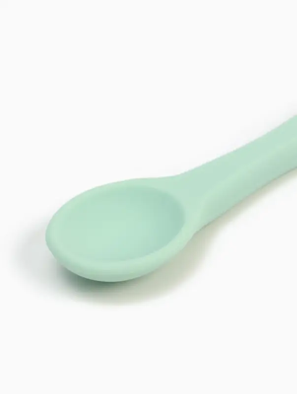 Тарелка детская на присоске и ложка, бирюзовый, Mum&Baby