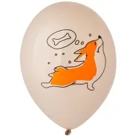 Воздушный шар латексный 14" &laquo;С днём рождения. Корги&raquo;, 50 шт.