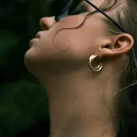 Серьги металл "Переплетение" тренд, цвет золото