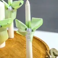 Свечи свадебные "Пышный" набор 3 шт (16 см + 2 шт по 18 см), мятный