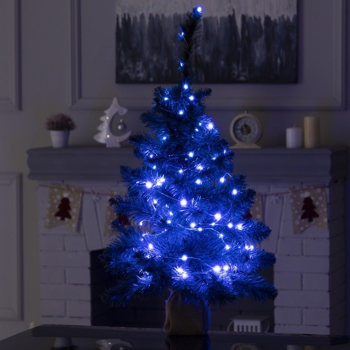 Гирлянда &laquo;Нить&raquo; 5 м роса, IP20, серебристая нить, 50 LED, пульт ДУ, свечение RGB, USB