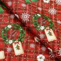 Бумага упаковочная новогодняя &laquo;Новогодний венок&raquo;, глянец, 80 г/м&sup2; , 70&times;100 см