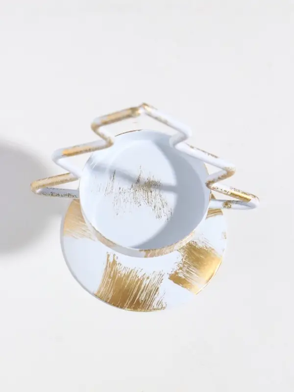 Подсвечник металл на 1 свечу "Ёлочка" белый с патиной d=5 см 7х7х12,5 см