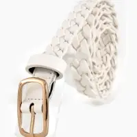 Ремень жен 03-01-01-01, Июнь2501, 1,8*0,3*110 см, без винта, пряж золото, 1 прокол, белый