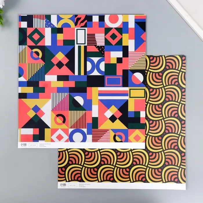 Бумага для скрапбукинга двусторонняя "Color geometry" плотность 180 гр 30,5х32 см