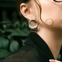 Серьги металл "Кольца" тренд, цвет золото