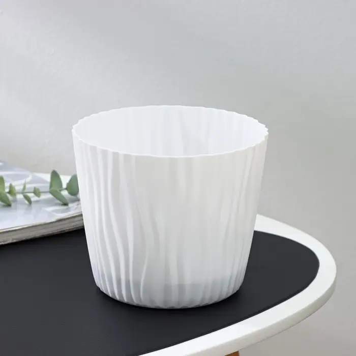 Кашпо для цветов со вставкой &laquo;Волна&raquo;, 2 л, d=16 см, h=13,5 см, цвет белый
