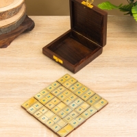 Настольная игра "Домино" 18,5х7,5х4 см, дерево шишам, латунь