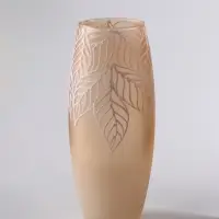 Ваза &laquo;Кармен&raquo; листья, овал, h=26 см, стекло, пудра