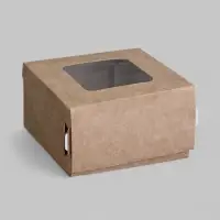 Коробка складная, с окном, крафтовая, 7&times;7&times;4 см