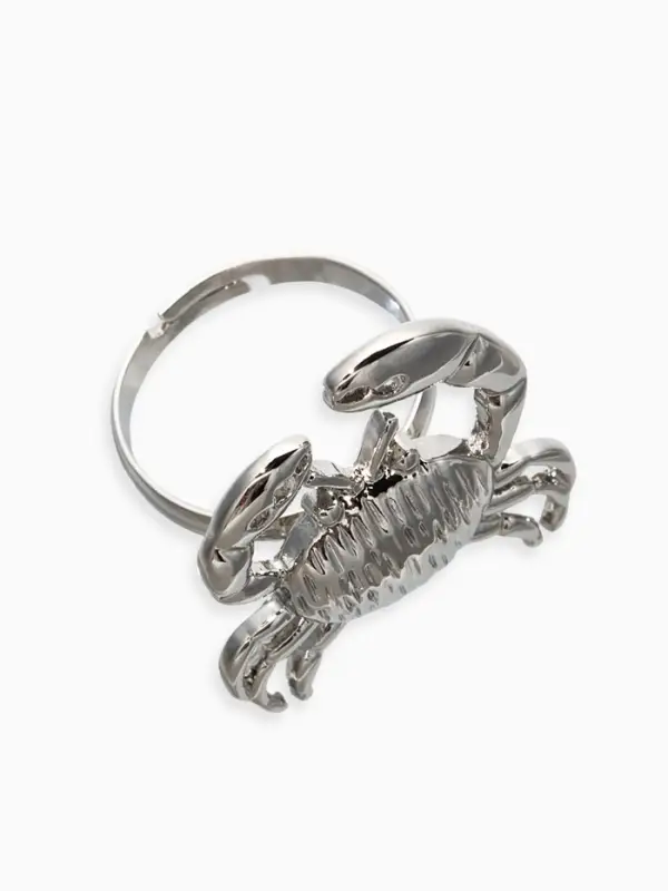 Кольцо "Краб", безразмерное, цвет серебро