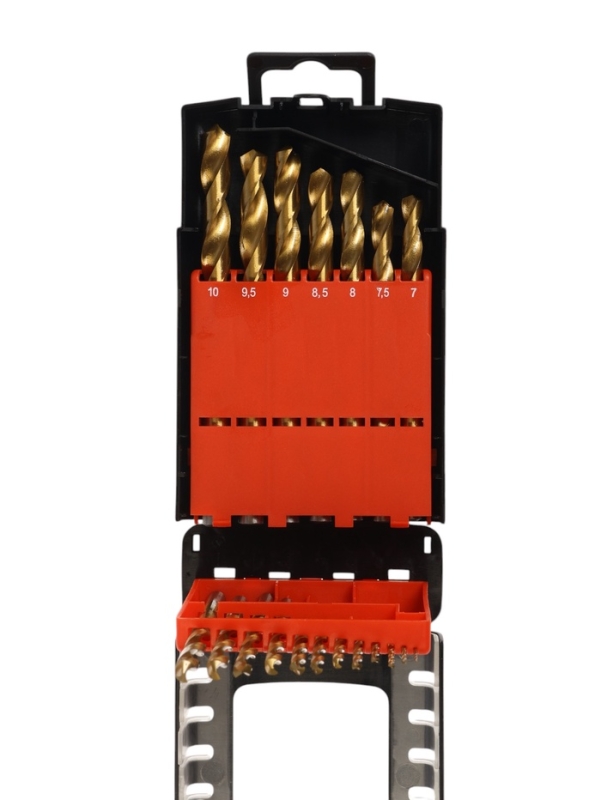 Набор свер по металлу ТУНДРА, HSS-Tin, цилиндрический хвостовик, 1 - 10 мм, 19 шт.