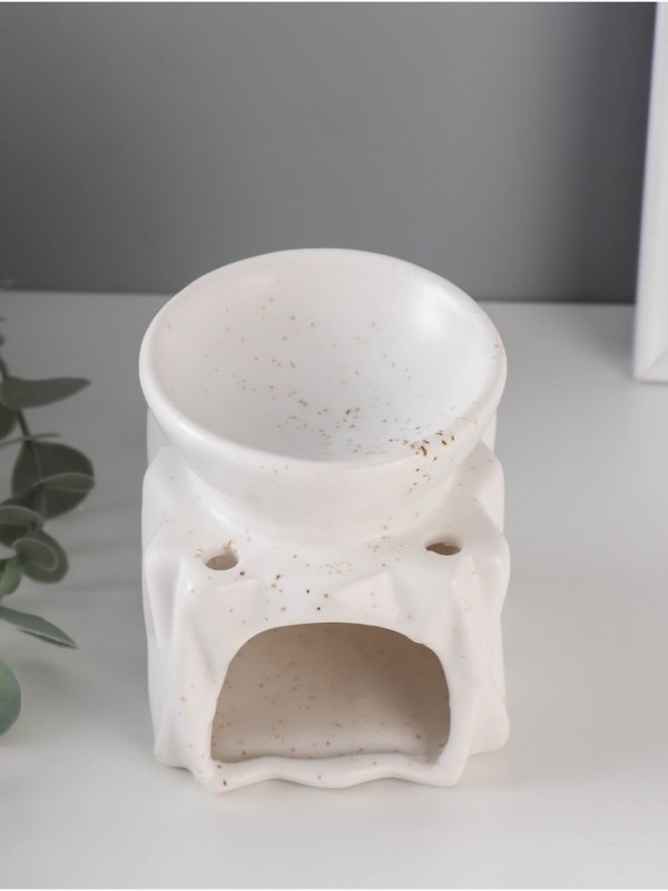 Аромалампа керамика "Грани. Куб" белый с крапинками 8х8х9,5 см