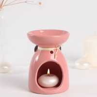 Аромалампа керамика "Резное сердце" розовая 8х8х11,2 см