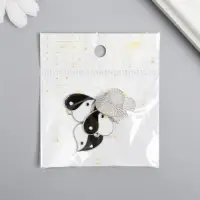 Металлический элемент, декоративная подвеска &laquo;Арт Узор. Инь-ян сердце&raquo;, эмаль, серебро, 2.1&times;1.9 см