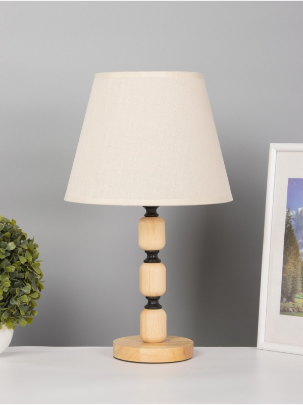 Лампа настольная BayerLux ЭКО "Одри" 1х40Вт Е27 черный/коричневый 25х25х43см