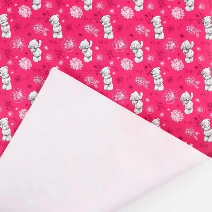 Бумага упаковочная глянцевая &laquo;Цветы&raquo;, розовая, 70х100 см