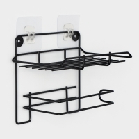 Держатель для туалетной бумаги с полочкой, 19&times;10&times;14,5 см, цвет черный