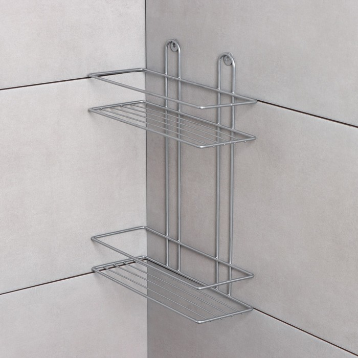 Полка прямоугольная 2-х ярусная, 26,5&times;10,5&times;35 см, цвет хром