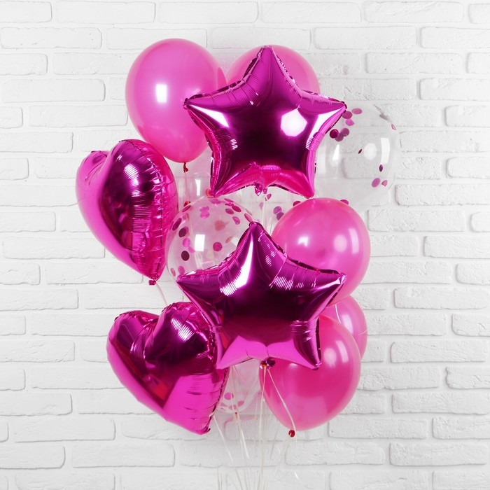 Букет из шаров &laquo;Романтика&raquo;, фольга, латекс, в наборе 14 шт., фуксия