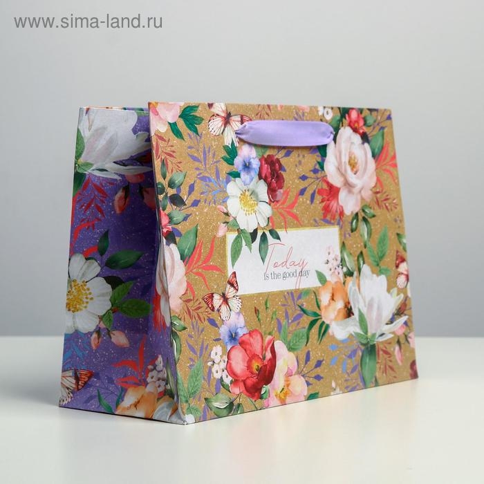 Пакет подарочный крафтовый горизонтальный, упаковка, &laquo;Today&raquo;, 23 х 18 х 10 см