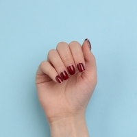 Накладные ногти &laquo;Wine&raquo;, 12 шт, с клеевыми пластинами, форма мягкий квадрат, цвет бордовый/серебристый