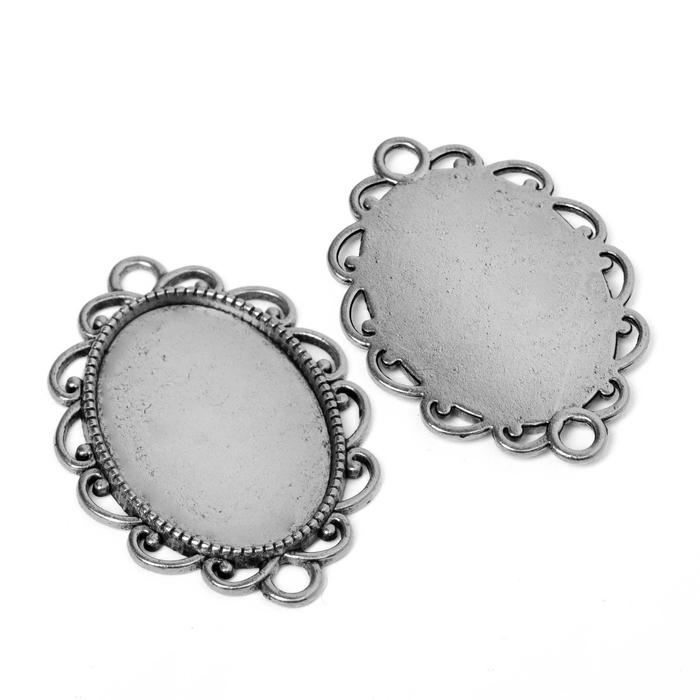 Рамка с сеттингом A3810-2, площадка 18&times;25 мм, цвет чернёное серебро