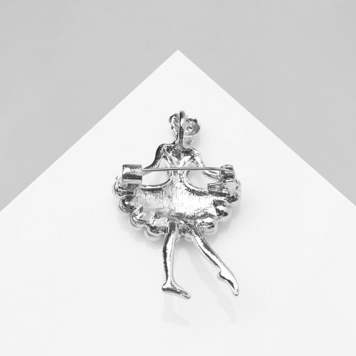 Брошь &laquo;Балеринка&raquo; , цвет белый в серебре